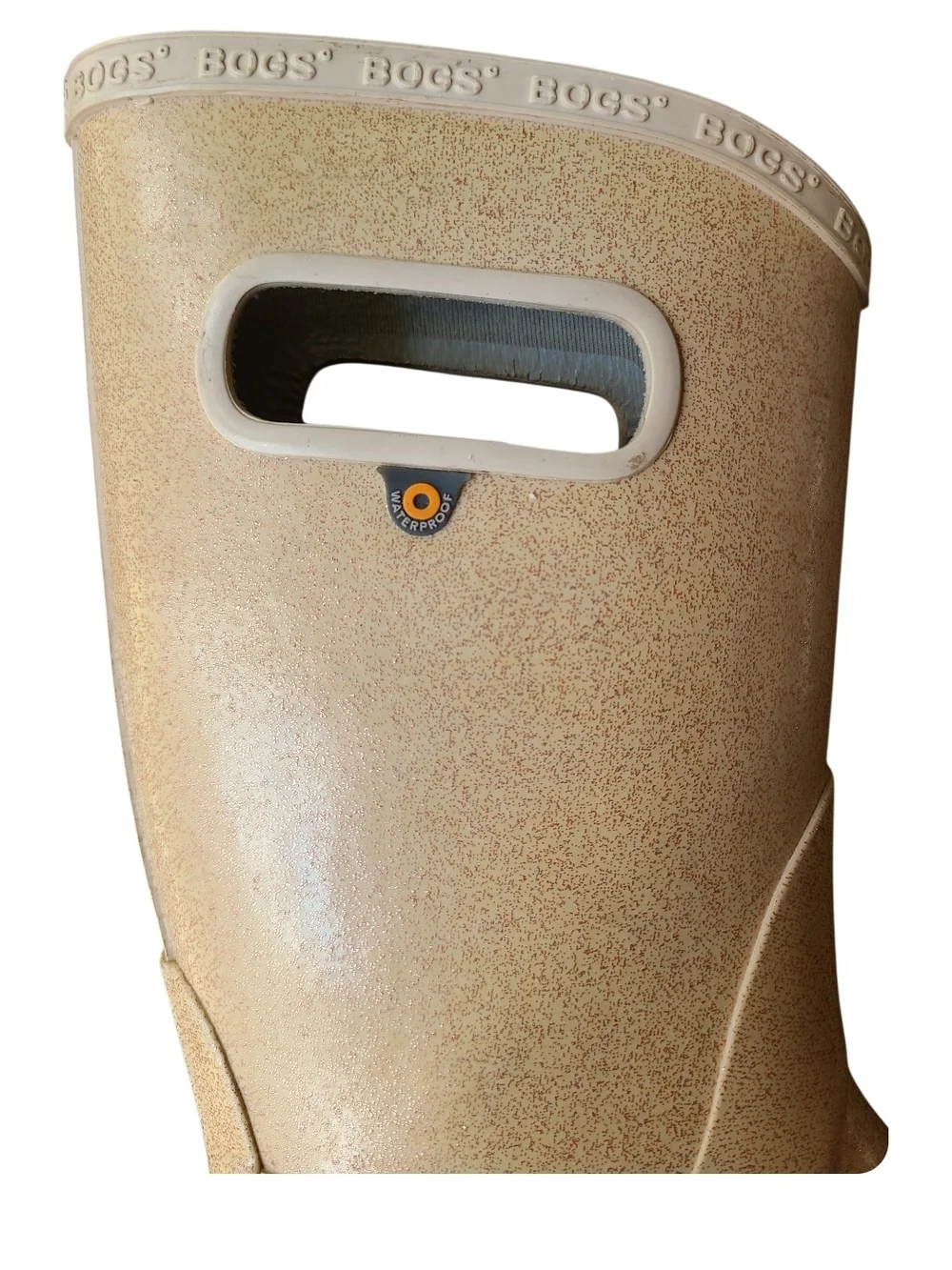 Bogs Cream Glitter Waterproof Pull-On Rain Boots Youth Size 6 EU 39